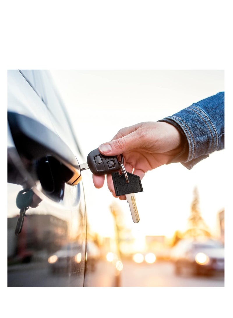 Zikra PU Leather Key Covers Caps Mini Key Caps Tags Vintage Keychain Organizer Assorted Colors for Identify Your Key Handmade Gifts 8PCS - Image 3