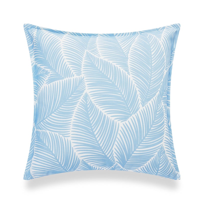 Hofdeco Premium Coastal Hampton Style Patio Indoor Outdoor Pillow Cover Only, 20"x20" Water Resistant for Backyard, Couch, Baby Blue Palm Leaf - Image 5