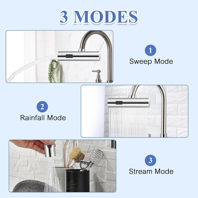 DIKSUL 3 Mode Kitchen Waterfall Faucet 360 Waterfall Kitchen Faucet Faucet Extender for Kitchen Sink Multifunctional Adjustable Kitchen Faucet with Pull Out Sprayer - Image 4