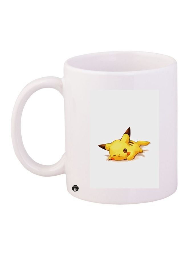 RYN Cartoon Printed Coffee Mug White/Yellow/Brown 11ounce