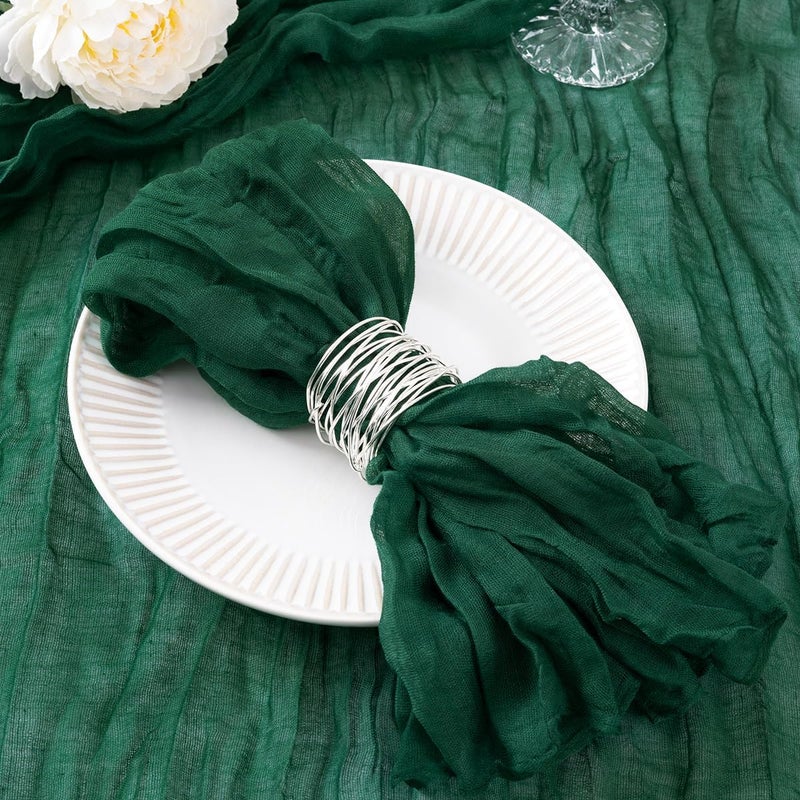 DeZerlor 12 Pack Emerald Green Cheesecloth Napkins Washable Spring Mothers Day Cloth Napkins Set of 12 Cotton Gauze Dinner Napkins Bulk 21x21 Inches for Wedding Bridal Baby Shower Party Decor - Image 1