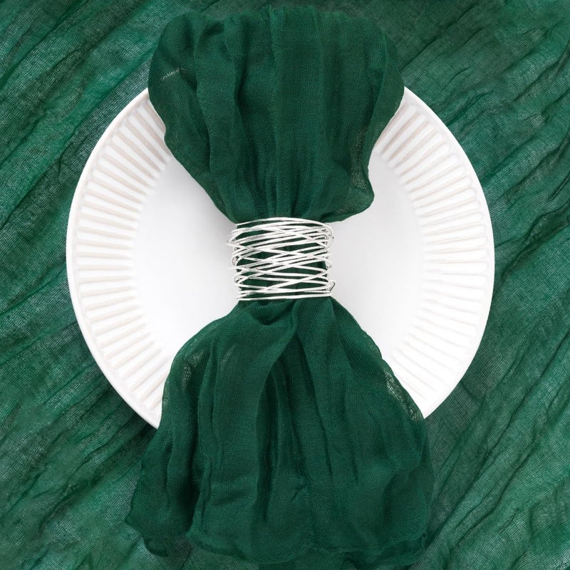 DeZerlor 12 Pack Emerald Green Cheesecloth Napkins Washable Spring Mothers Day Cloth Napkins Set of 12 Cotton Gauze Dinner Napkins Bulk 21x21 Inches for Wedding Bridal Baby Shower Party Decor - Image 4