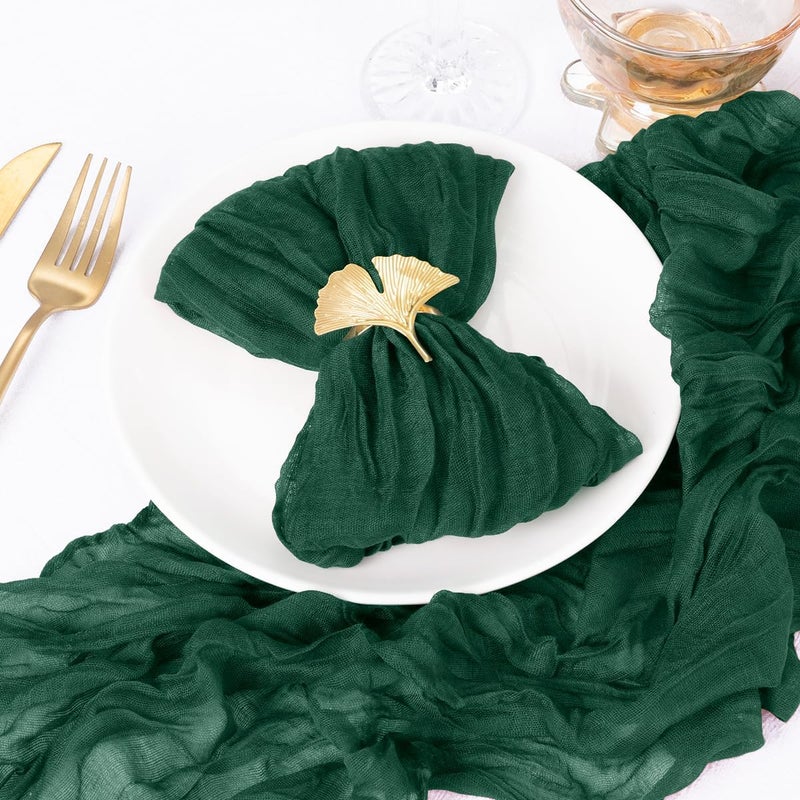DeZerlor 12 Pack Emerald Green Cheesecloth Napkins Washable Spring Mothers Day Cloth Napkins Set of 12 Cotton Gauze Dinner Napkins Bulk 21x21 Inches for Wedding Bridal Baby Shower Party Decor - Image 2
