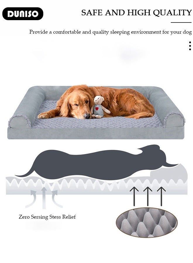 DUNISO Large Dog Bed for Large Medium Small Dogs Rectangle Washable Dog Bed,soft Sofa Dog Bed with Removable Bolsters & Washable Cover, Waterproof Dog Couch Bed with Nonskid Bottom for Medium Dogs - Image 2