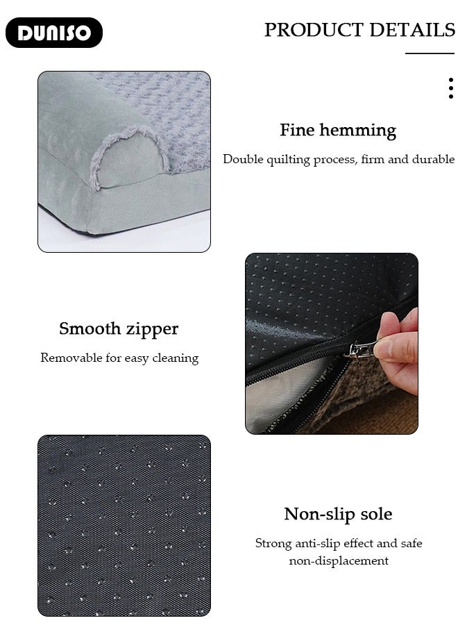 DUNISO Large Dog Bed for Large Medium Small Dogs Rectangle Washable Dog Bed,soft Sofa Dog Bed with Removable Bolsters & Washable Cover, Waterproof Dog Couch Bed with Nonskid Bottom for Medium Dogs - Image 3