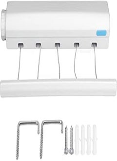 Jenngaoo Retractable Clothesline for Indoor and Outdoor, Portable Wall Mounted Expandable Clothes Airer Heavy Duty for Hotels, Terraces, Balconies (5 Wire)