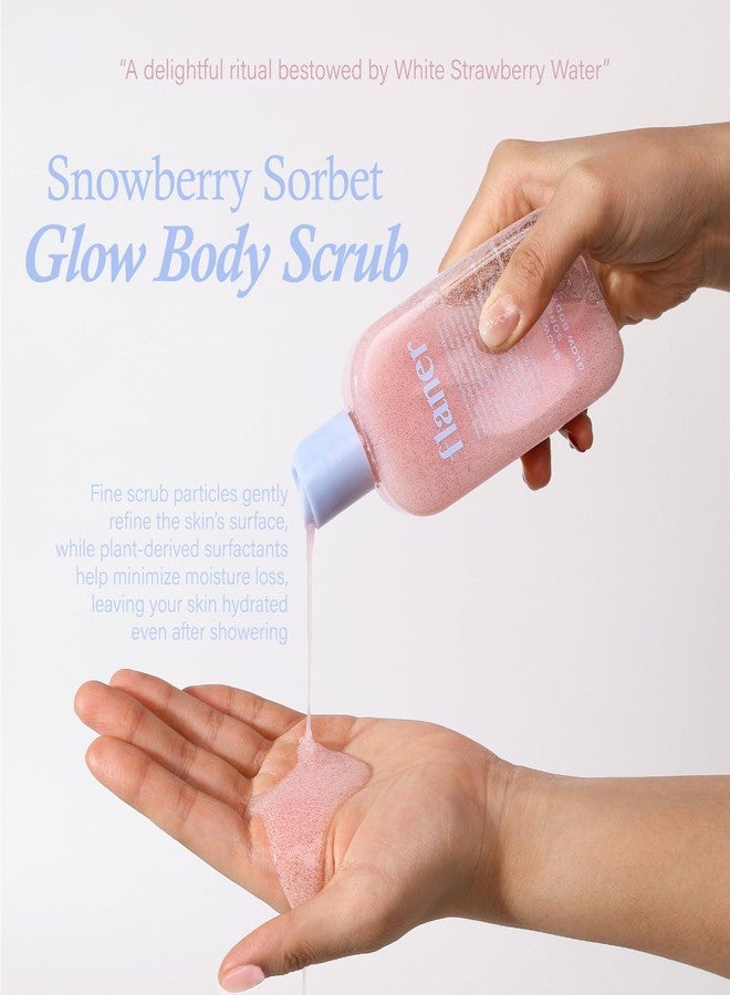 FLANER Snowberry Sorbet Glow Body Scrub - Gentle Exfoliating Scrub, Brightening & Hydrating Formula with 9,800ppm of White Strawberry Water and Niacinamide, Korean Body Wash for Silky Soft Skin - Image 3