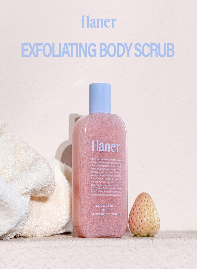 FLANER Snowberry Sorbet Glow Body Scrub - Gentle Exfoliating Scrub, Brightening & Hydrating Formula with 9,800ppm of White Strawberry Water and Niacinamide, Korean Body Wash for Silky Soft Skin - Image 2