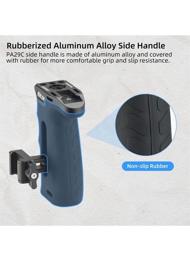 Nitze - Ergonomic Side Handle with NATO Calmp, Rubberized Aluminum Left/Right Side Handle, Up and Down Adjustable NATO Side Handle for Camera and Monitor Rigs - PA29C - Image 1