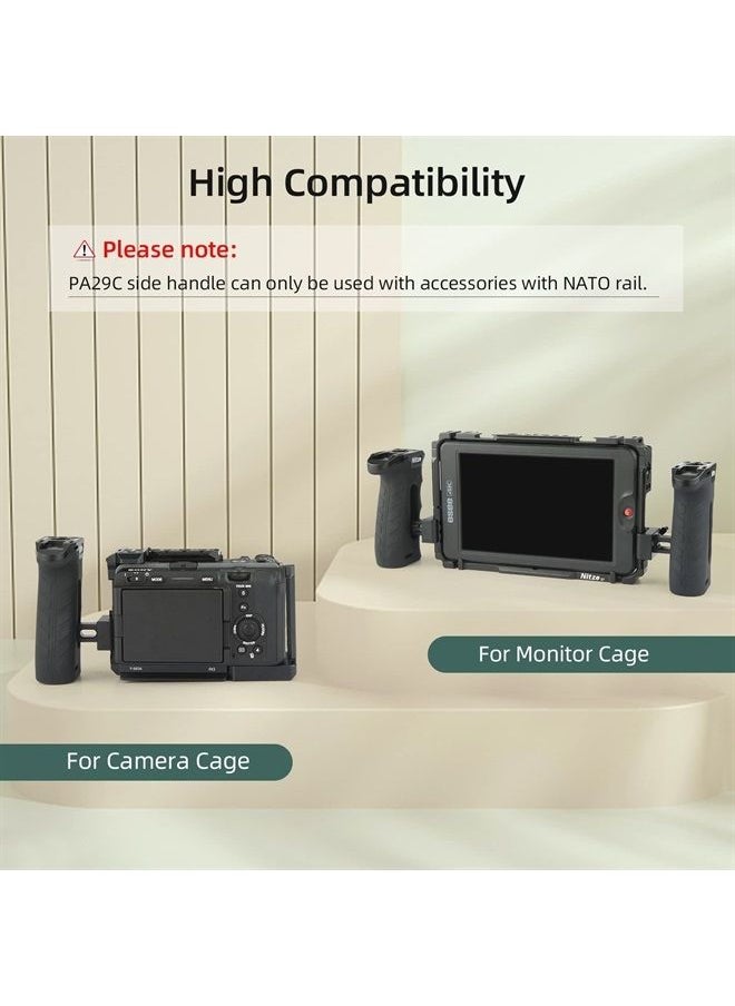 Nitze - Ergonomic Side Handle with NATO Calmp, Rubberized Aluminum Left/Right Side Handle, Up and Down Adjustable NATO Side Handle for Camera and Monitor Rigs - PA29C - Image 1
