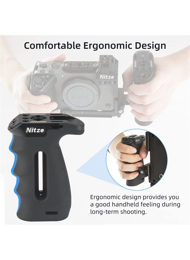 Nitze - Ergonomic Side Handle with NATO Calmp, Rubberized Aluminum Left/Right Side Handle, Up and Down Adjustable NATO Side Handle for Camera and Monitor Rigs - PA29C - Image 1