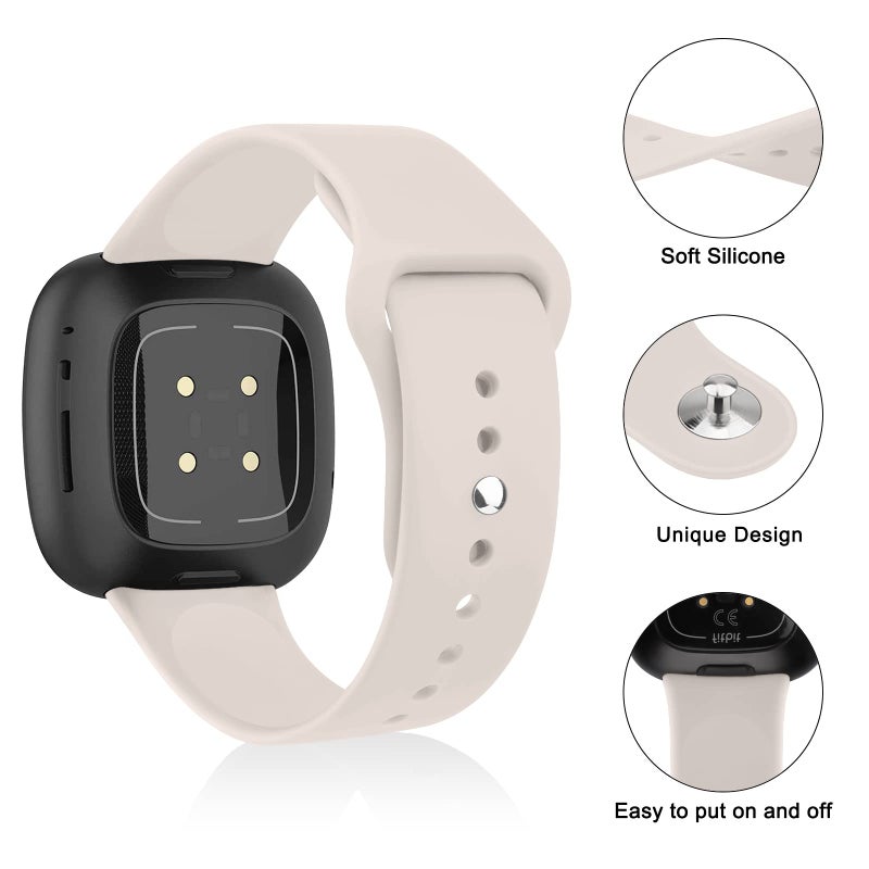 Vanjua Band Compatible with Fitbit Sense 2 / Sense Bands, Fitbit Versa 4 / Versa 3 Bands Women Men, Soft Silicone Replacement Strap for Fitbit Sense 2 / Versa 4 Smart Watch (Starlight, Small) - Image 2