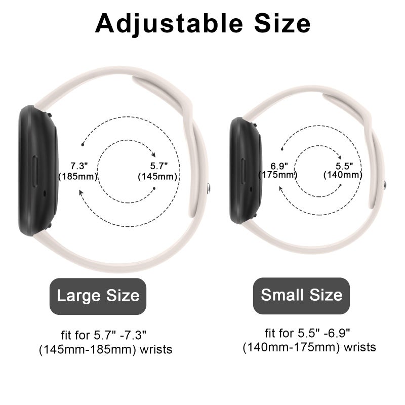 Vanjua Band Compatible with Fitbit Sense 2 / Sense Bands, Fitbit Versa 4 / Versa 3 Bands Women Men, Soft Silicone Replacement Strap for Fitbit Sense 2 / Versa 4 Smart Watch (Starlight, Small) - Image 3
