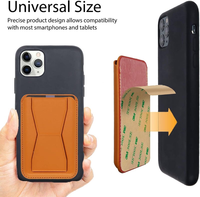 ClickCase حافظة بطاقات الائتمان من تانغو جلد ميترو، لحافظة الهاتف المحمول أو العلبة | حامل | شريط لاصق مزدوج 3M لحافظة بطاقات لجميع الهواتف الذكية (أصفر) - Image 4