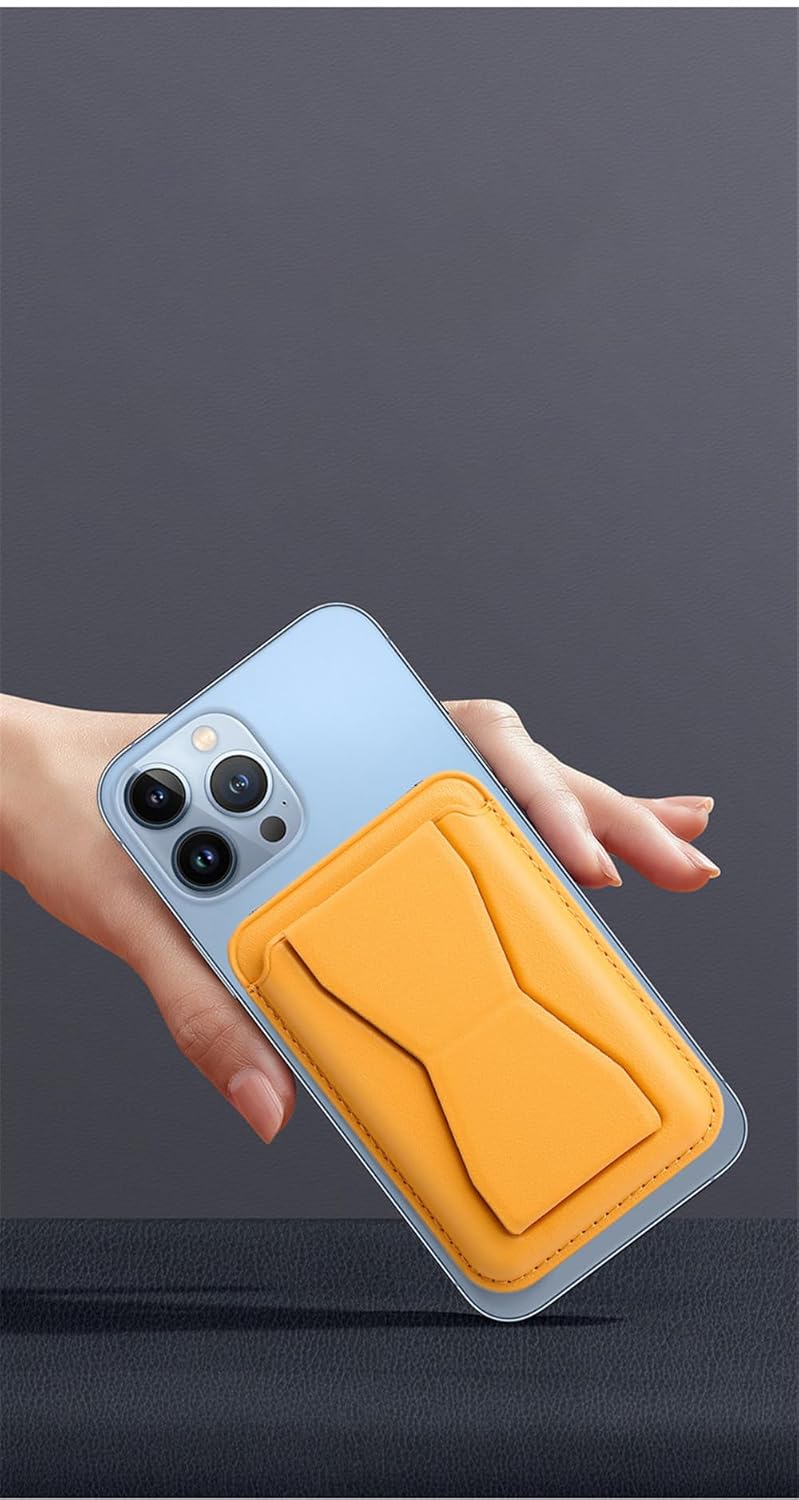 ClickCase حافظة بطاقات الائتمان من تانغو جلد ميترو، لحافظة الهاتف المحمول أو العلبة | حامل | شريط لاصق مزدوج 3M لحافظة بطاقات لجميع الهواتف الذكية (أصفر) - Image 2