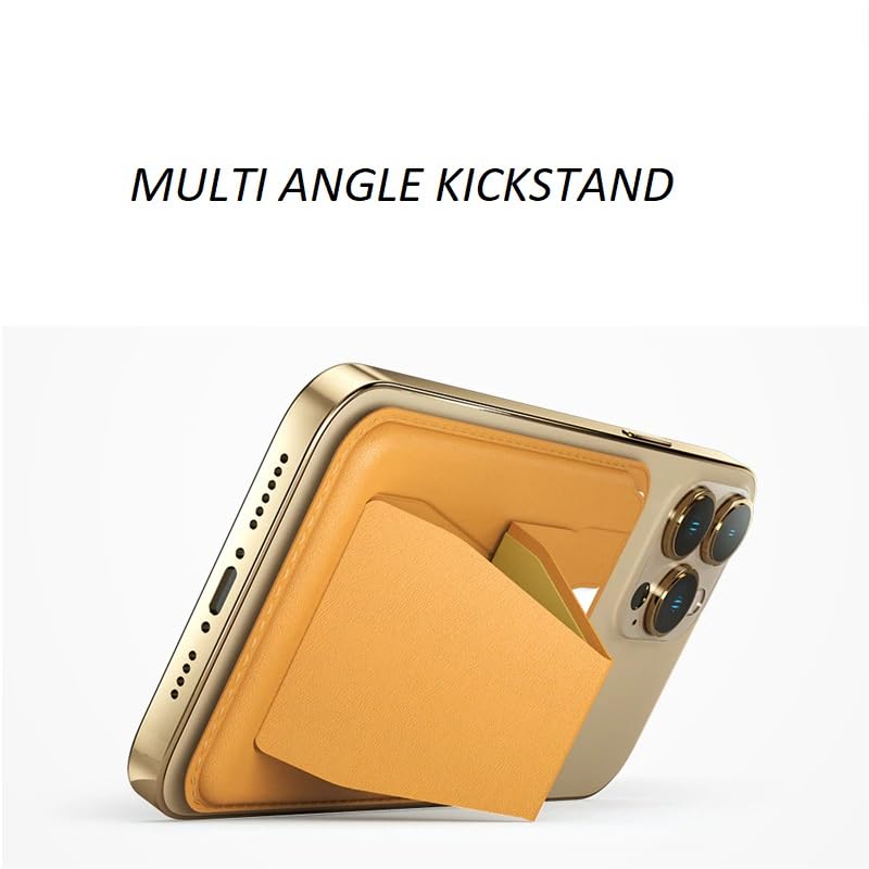 ClickCase حافظة بطاقات الائتمان من تانغو جلد ميترو، لحافظة الهاتف المحمول أو العلبة | حامل | شريط لاصق مزدوج 3M لحافظة بطاقات لجميع الهواتف الذكية (أصفر) - Image 5