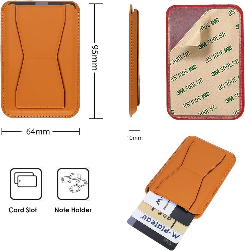 ClickCase حافظة بطاقات الائتمان من تانغو جلد ميترو، لحافظة الهاتف المحمول أو العلبة | حامل | شريط لاصق مزدوج 3M لحافظة بطاقات لجميع الهواتف الذكية (أصفر) - Image 3