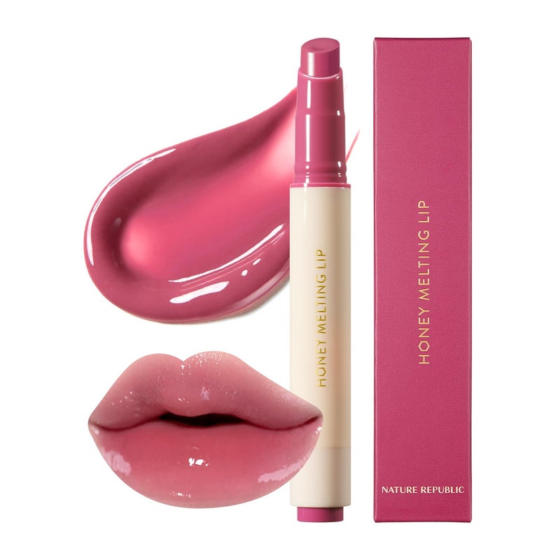 Nature Republic HONEY MELTING LIP 08 DARK CHERRY CHOUX SOFT LIP STICK Hydrating Gloss Moisturizing balms Sheer tint Shine  Nude Glowy Finish korean make up