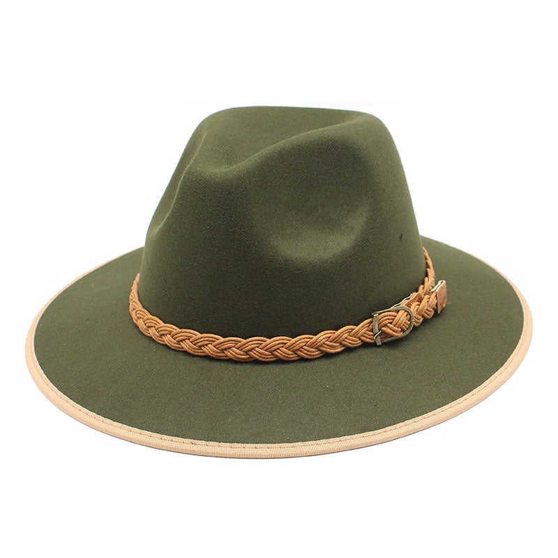 New British-style Army Green Top Hat British Retro Jazz Hat Men''s Korean-style All-match Wool Women''s Hat - Image 2