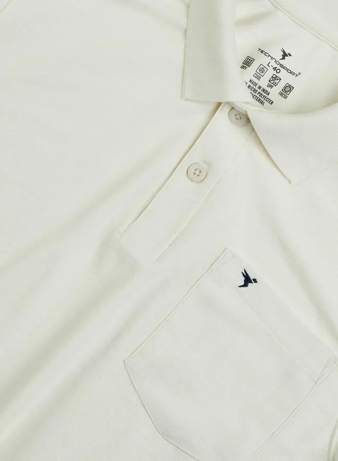 Technosport White Solid Polo T-Shirt With Pocket Detail for Men | Best Price UAE