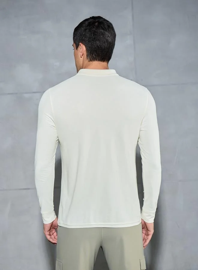 Technosport White Solid Polo T-Shirt With Pocket Detail for Men | Best Price UAE