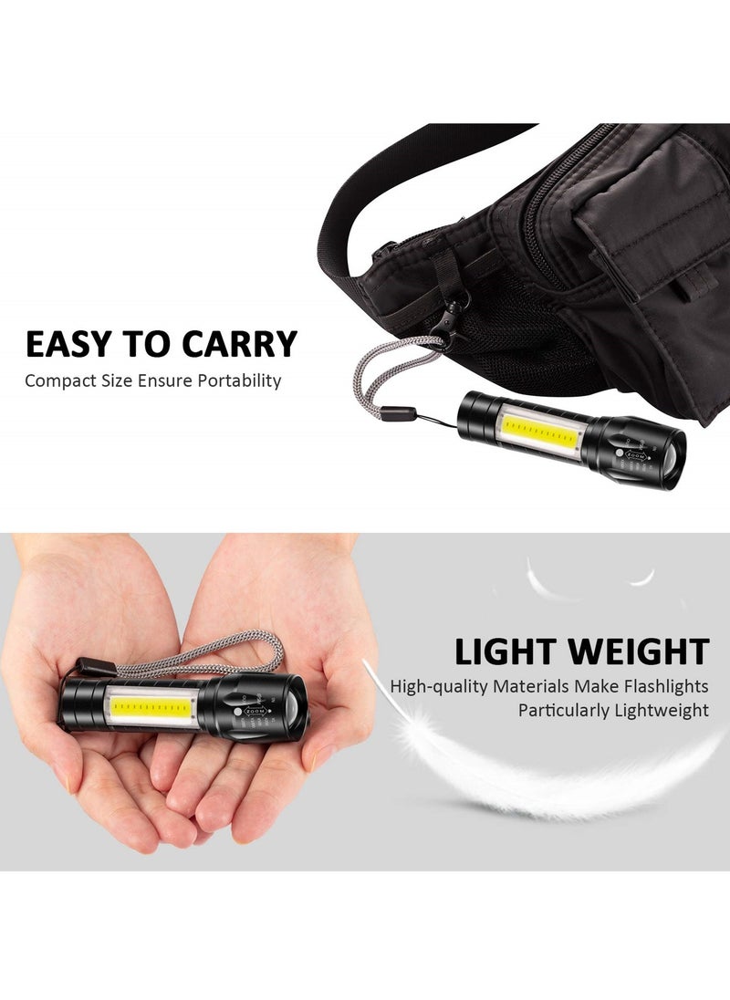 SYOSI 4 Pack USB Rechargeable Flashlight with 3 Modes, Bright LED Handheld Flashlight with COB Side Lights, Portable Flashlights for Camping, Hiking, Emergency, and Daily Use  - Image 4