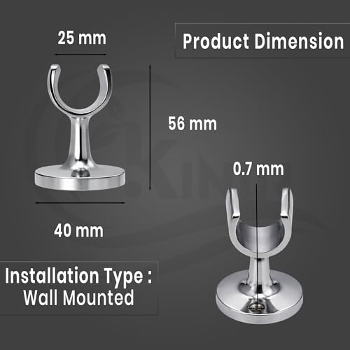 Kinik Multi Purpose Round Fix Wall Mounted Brass Hook | Chrome Plated Holder for Faucet, Health Faucet & Hand Shower - Image 2