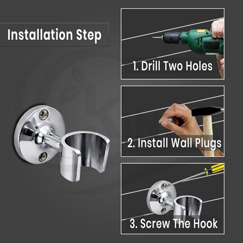 Kinik Multi Purpose Round Fix Wall Mounted Brass Hook | Chrome Plated Holder for Faucet, Health Faucet & Hand Shower - Image 5