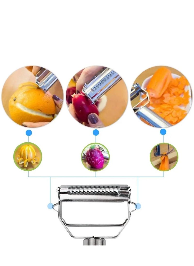 MtjrNet - 4 in 1 Vigrables & Friuets Peeler Cutter Slicer Double Sided Blade - Multi Ketchen Daily Use - Image 1