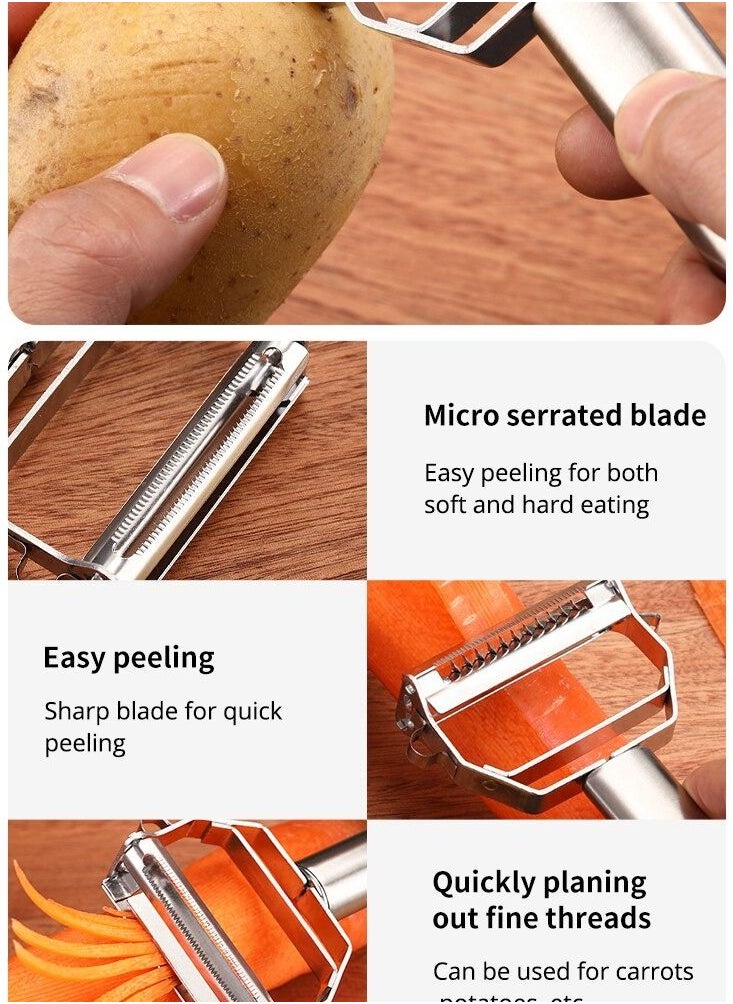 MtjrNet - 4 in 1 Vigrables & Friuets Peeler Cutter Slicer Double Sided Blade - Multi Ketchen Daily Use - Image 1
