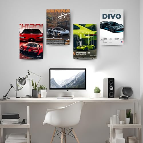 Posters Inc Paper A4 Super Cars Poster Pack of 6 - Room Decor Aesthetic Stuff, Wall Stickers For Home Decoration of Living Room, Bedroom & Office For Motor Sport Enthusiasts - With Glue Dots - Image 2