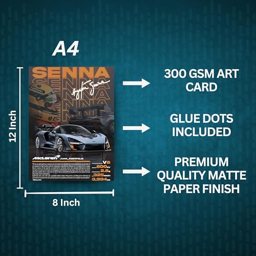 Posters Inc Paper A4 Super Cars Poster Pack of 6 - Room Decor Aesthetic Stuff, Wall Stickers For Home Decoration of Living Room, Bedroom & Office For Motor Sport Enthusiasts - With Glue Dots - Image 5