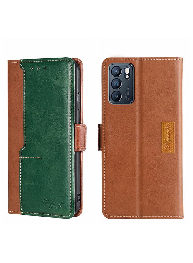 S-TOP Case For OPPO Reno6 5G Contrast Color Side Buckle Leather Phone Case - Image 1