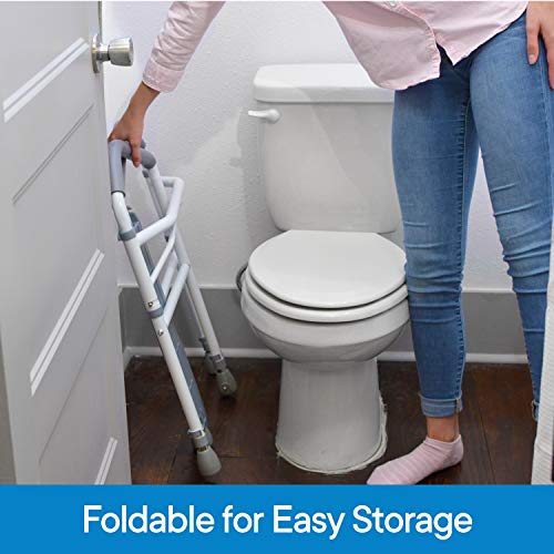 RMS Toilet Safety Frame Rail Folding Portable Bathroom Toilet Safety Rails Handrail Toilet Bars with Adjustable Height White - Image 5