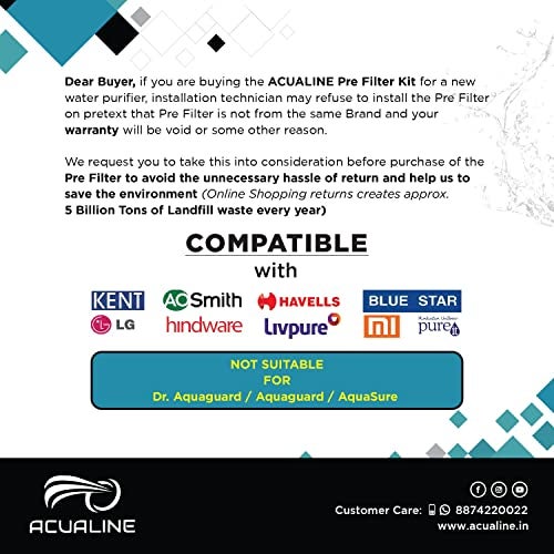 ACUALINE Pre Filter for Water Purifier | RO Prefilter Kit with Candle, Pipe & Elbow Connectors - Image 2