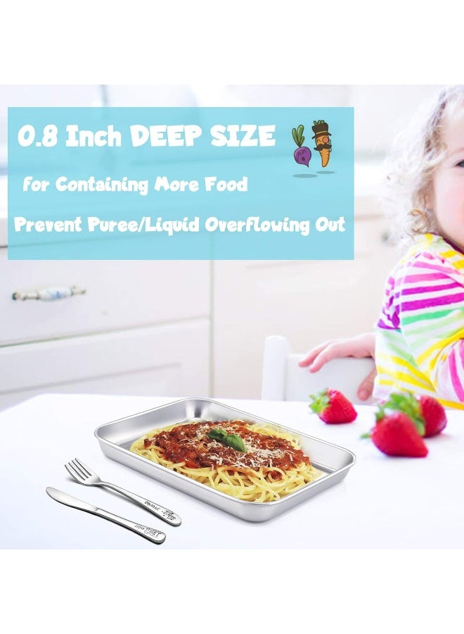 TeamFar Kids Plates, Stainless Steel Toddler Plate Tray Set - Image 5