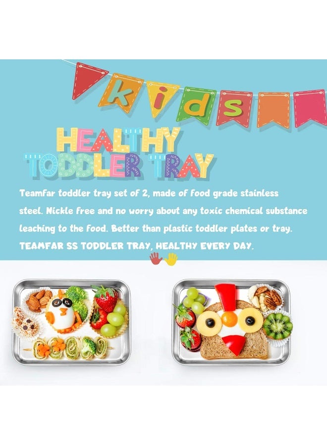 TeamFar Kids Plates, Stainless Steel Toddler Plate Tray Set - Image 4