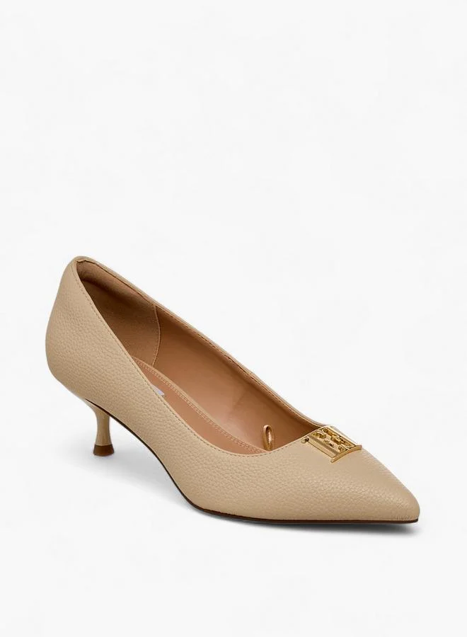 Elle Women Logo Embellished Kitten Heel Pumps