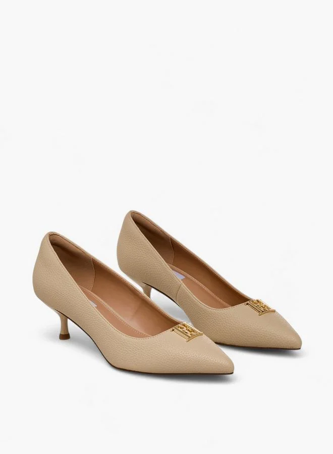 Elle Women Logo Embellished Kitten Heel Pumps
