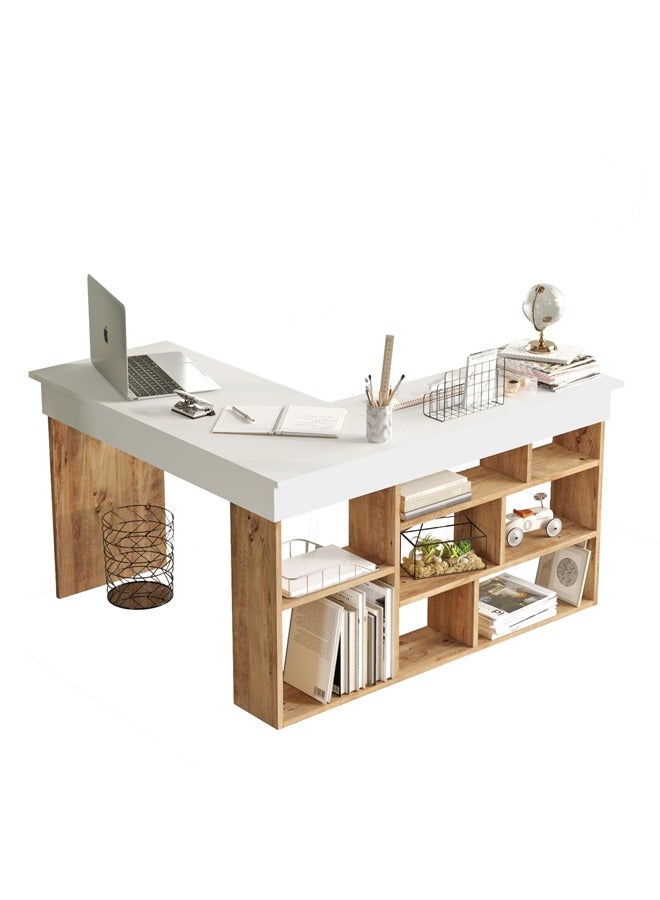 Home Canvas مكتب زاوية تاوين من قماش المنزل، صنوبر وأبيض - Image 2