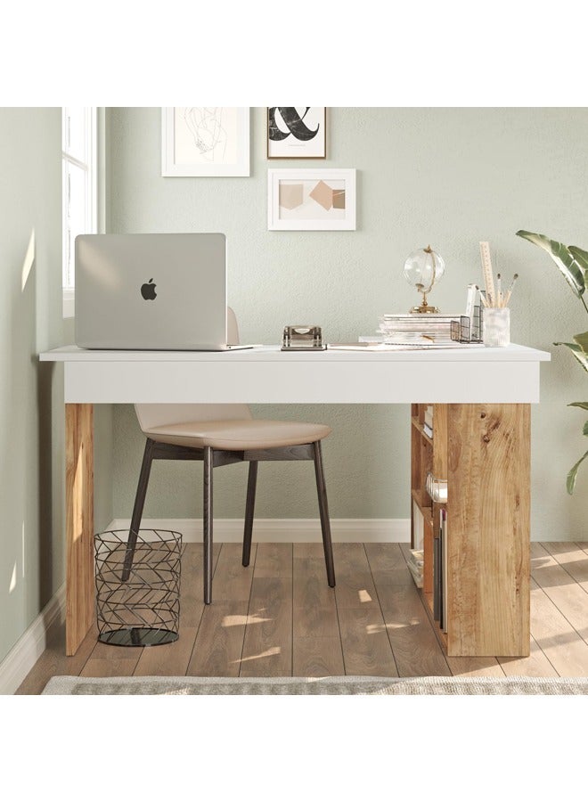Home Canvas مكتب زاوية تاوين من قماش المنزل، صنوبر وأبيض - Image 3