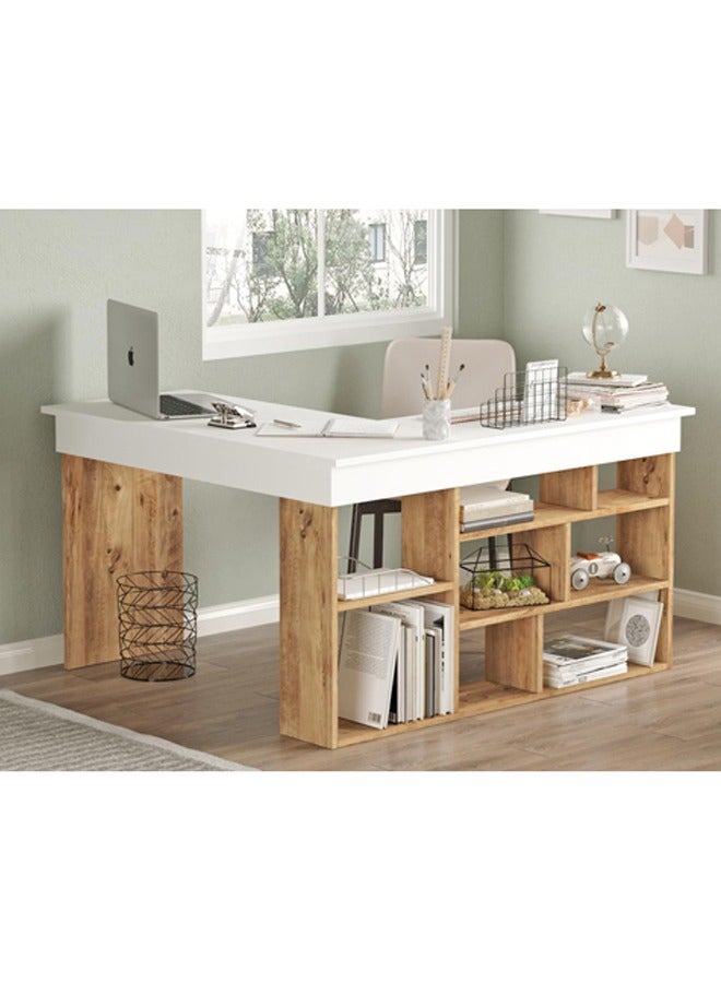 Home Canvas مكتب زاوية تاوين من قماش المنزل، صنوبر وأبيض - Image 5