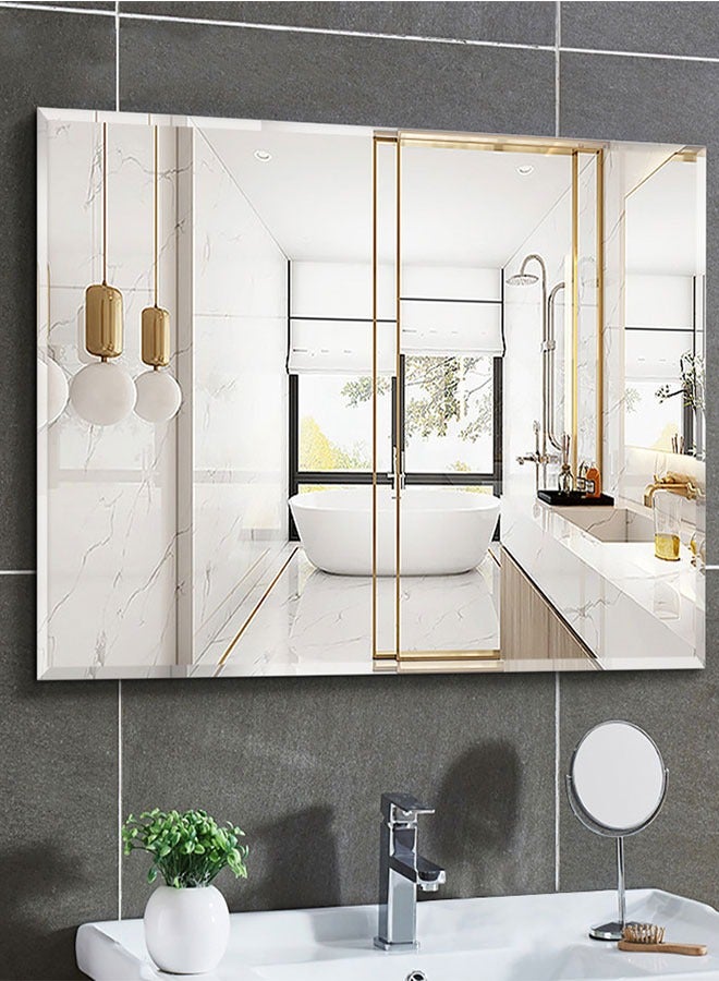 GoldenLike Bathroom Mirror,Wall Mirror Self Adhesive Full Length Mirror Modern Large Hanging Dressing Mirror Wall Mounted Vanity Makeup Mirror For Bathroom Vanity Living Room(Lhj-151-70X90)  - Image 1