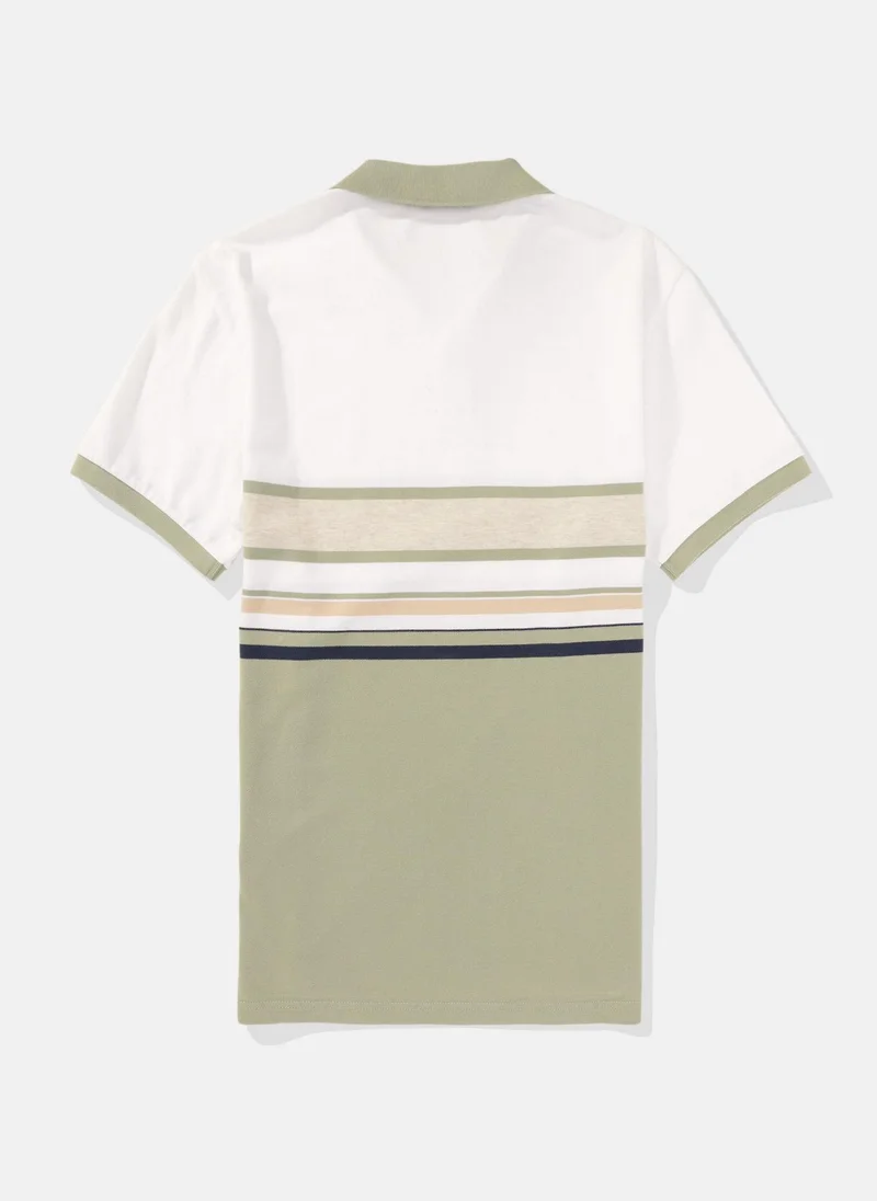 American Eagle Striped Logo Polo Shirt