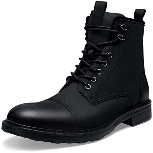 Vostey Mens Boots Motorcycle Casual Boots for Men Zipper Fashion Chukka Boots Mens(BMY8033A Black 09.5) - Image 1