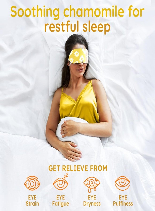BLOOMORA 16 Pack Chamomile Steam Eye Mask for Dryness, Puffiness, Strain & Relaxation, Heated Eye Mask for Sleep & Travel, Self-Heating & Disposable Warm Compress, Travel Essentials, Relaxation Gifts for Women - Image 2