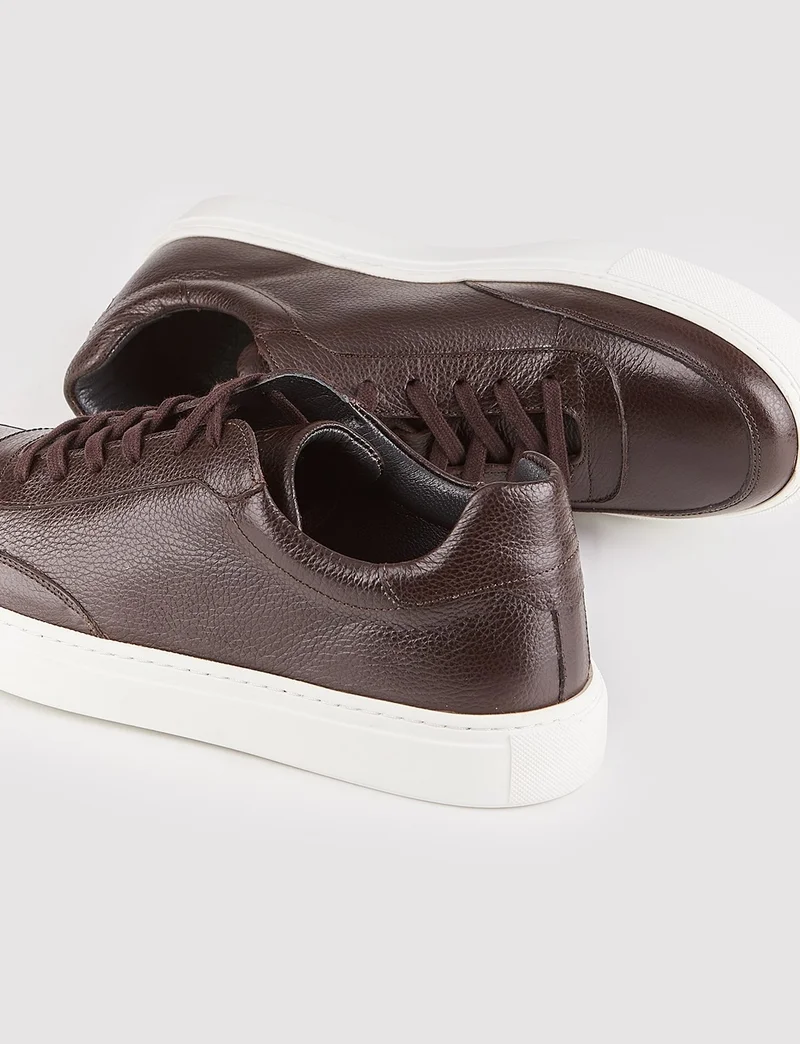 Cabani Genuine Leather Brown Lace-up Men's Sports Shoes