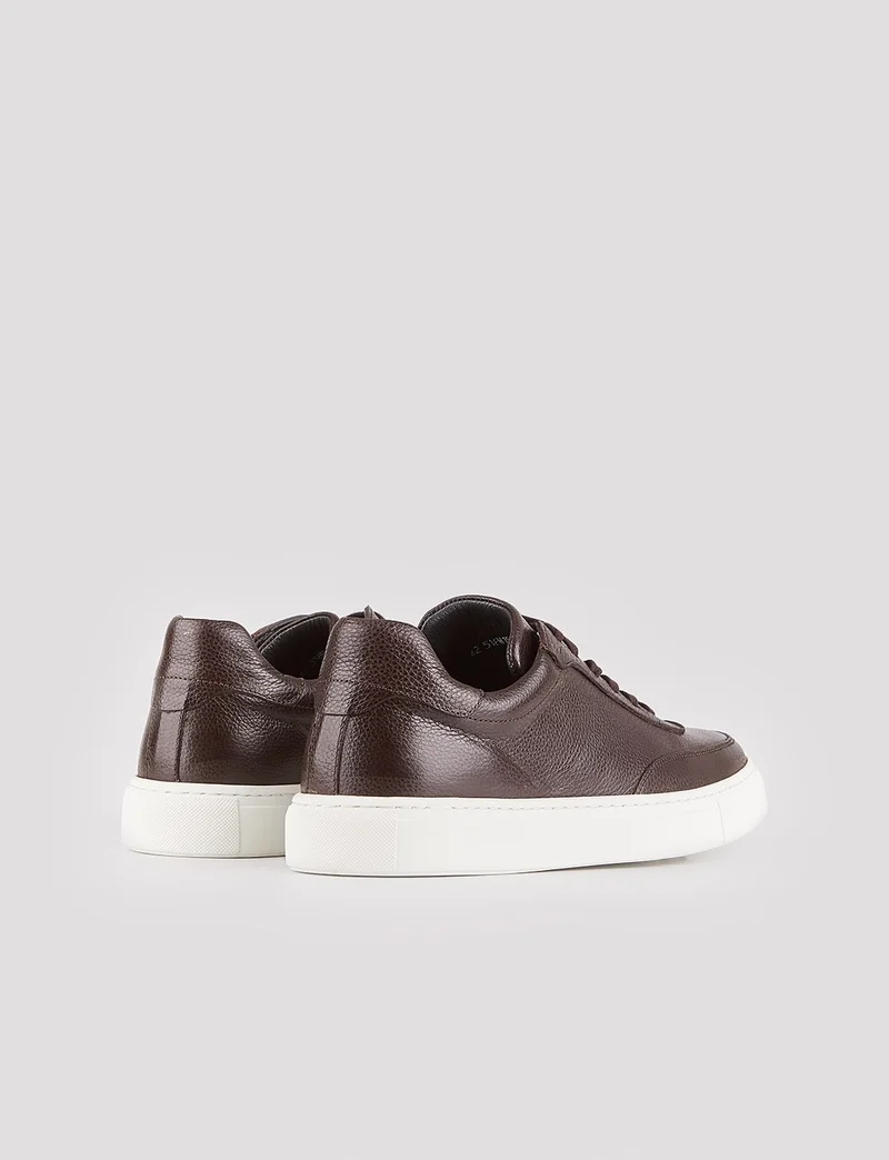 Cabani Genuine Leather Brown Lace-up Men's Sports Shoes