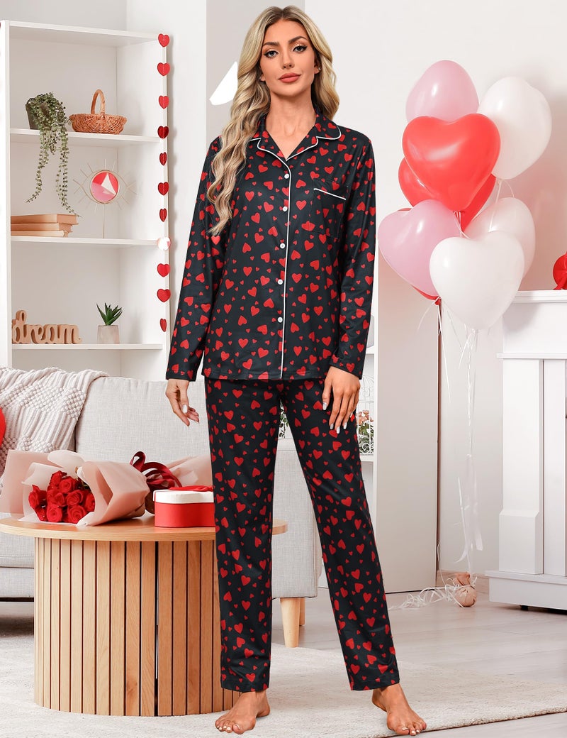 iClosam Family Matching Pajamas Set Long Sleeve Button Down Valentine Festival Party Sleepwear for Women Men - Image 4