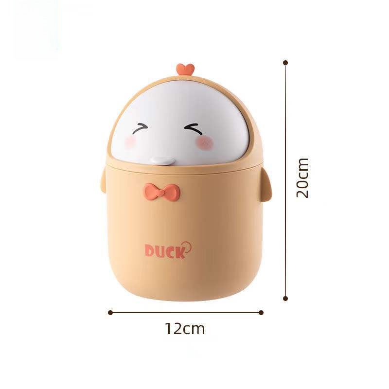 Little Penguin Desktop Trash Bin with Lid Office Trash Can Internet Popular Living Room Home Bedroom Bedside Table Trash Basket(Little Yellow Penguin) - Image 1
